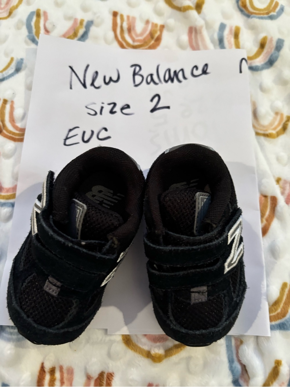 New Balance Black & White Kids Velcro Sneakers